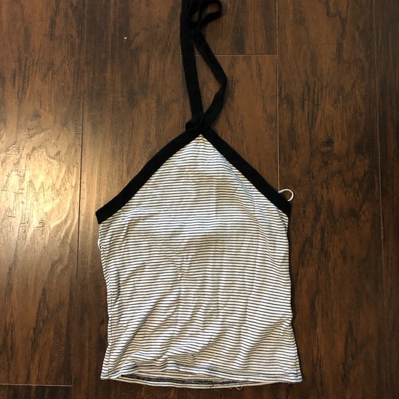 Black and white striped halter top - Picture 1 of 4